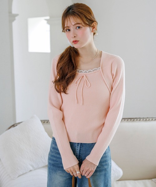 alotta(アロッタ)の「【Corie】ボレロレイヤード風ニットトップス(ニット/セーター・レディース・ブラック/グレー/ピンク・M/L)」の22枚目の写真