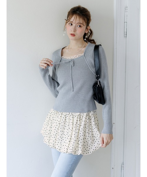 alotta(アロッタ)の「【Corie】ボレロレイヤード風ニットトップス(ニット/セーター・レディース・ブラック/グレー/ピンク・M/L)」の16枚目の写真