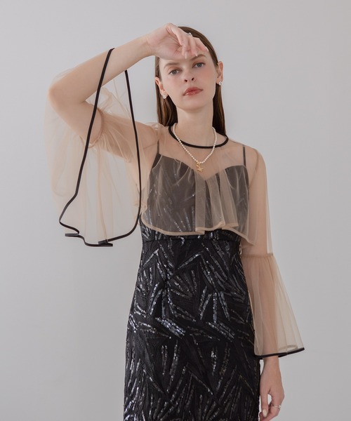 Leja(レジャ)の「【LEJA】チュールフレアスリーブスパンコールIラインワンピースドレス2点セット美脚効果結婚式 パーティードレス 成人式 二次会 同窓会 お呼ばれ オケージョン 20代 30代(ドレス・レディース・ブラック/グレー・MEDIUM/SMALL)」の11枚目の写真