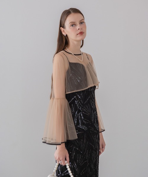 Leja(レジャ)の「【LEJA】チュールフレアスリーブスパンコールIラインワンピースドレス2点セット美脚効果結婚式 パーティードレス 成人式 二次会 同窓会 お呼ばれ オケージョン 20代 30代(ドレス・レディース・ブラック/グレー・MEDIUM/SMALL)」の15枚目の写真