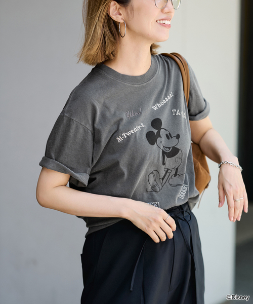 FRAMeWORK（フレームワーク）の「WIFFLE 別注［Mickey Mouse］embroidery T（Tシャツ/カットソー・レディース・ベージュ/ライトグレー/スミクロ・FREE）」の8枚目の写真