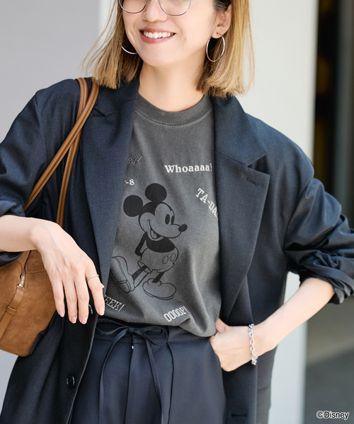 FRAMeWORK（フレームワーク）の「WIFFLE 別注［Mickey Mouse］embroidery T（Tシャツ/カットソー・レディース・ベージュ/ライトグレー/スミクロ・FREE）」の10枚目の写真