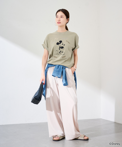 FRAMeWORK（フレームワーク）の「WIFFLE 別注［Mickey Mouse］embroidery T（Tシャツ/カットソー・レディース・ベージュ/ライトグレー/スミクロ・FREE）」の12枚目の写真