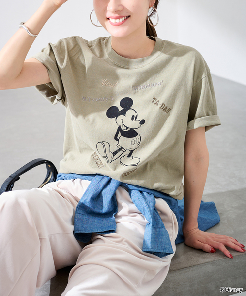 FRAMeWORK（フレームワーク）の「WIFFLE 別注［Mickey Mouse］embroidery T（Tシャツ/カットソー・レディース・ベージュ/ライトグレー/スミクロ・FREE）」の19枚目の写真