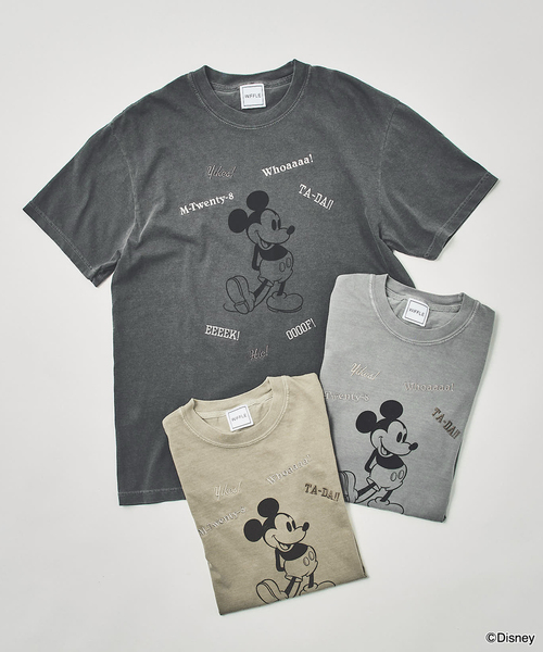 FRAMeWORK（フレームワーク）の「WIFFLE 別注［Mickey Mouse］embroidery T（Tシャツ/カットソー・レディース・ベージュ/ライトグレー/スミクロ・FREE）」の20枚目の写真