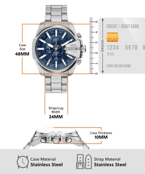 DIESEL(ディーゼル)の「ディーゼル 腕時計 メンズ アナログ ステンレス DZ4721(アナログ腕時計・メンズ・シルバー・FREE)」の5枚目の写真