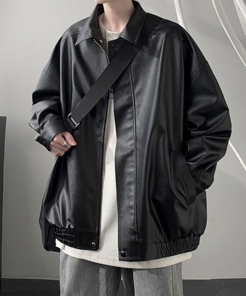 KELVIN(ケルヴァン)の「Relax Faux Leather Jacket リラックスフェイクレザージャケット(ブルゾン・メンズ・ブラウン/ブラック・MEDIUM/LARGE)」の5枚目の写真