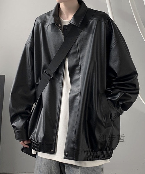KELVIN(ケルヴァン)の「Relax Faux Leather Jacket リラックスフェイクレザージャケット(ブルゾン・メンズ・ブラウン/ブラック・MEDIUM/LARGE)」の6枚目の写真