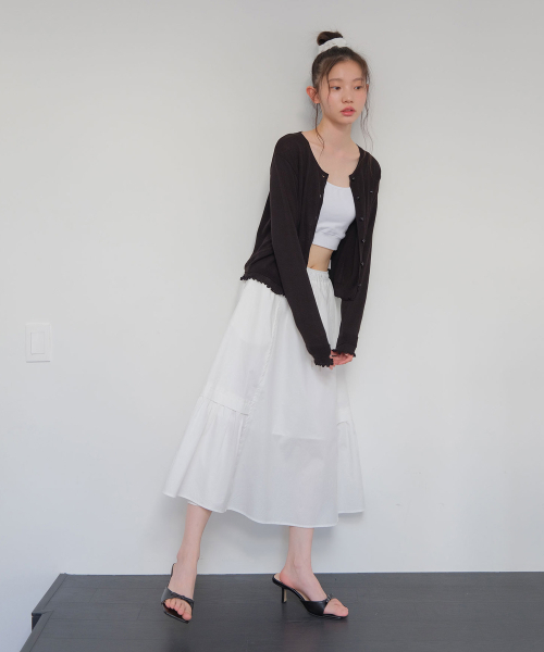 MOUI(モウイ)の「Roa banding maxi skirt (WHITE)(スカート・レディース・その他・FREE)」の2枚目の写真