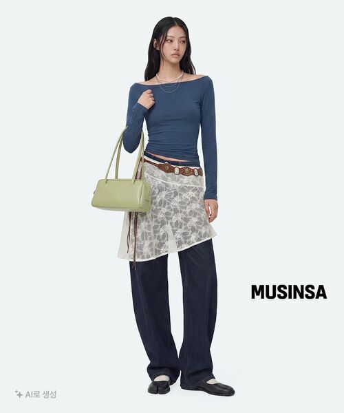 MUSINSA STANDARD WOMAN（ムシンサスタンダードウーマン）の「ウィメンズウールテンセルオフショルダー長袖Tシャツ[ミッドナイトブルー]（Tシャツ/カットソー・レディース・その他・X-SMALL/SMALL/MEDIUM/LARGE）」の6枚目の写真