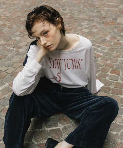 CREDONA(クレドナ)の「PARMANENT L/S TEE/パーマネントロングスリーブTシャツ(Tシャツ/カットソー・レディース・ブラック系その他2/ホワイト系その他2/レッド/ホワイト/ネイビー/ブラック/ホワイト系その他3/ホワイト系その他/ブラック系その他/ピンク・FREE)」の2枚目の写真
