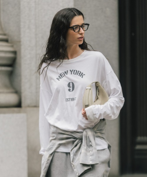 CREDONA(クレドナ)の「PARMANENT L/S TEE/パーマネントロングスリーブTシャツ(Tシャツ/カットソー・レディース・ブラック系その他2/ホワイト系その他2/レッド/ホワイト/ネイビー/ブラック/ホワイト系その他3/ホワイト系その他/ブラック系その他/ピンク・FREE)」の4枚目の写真
