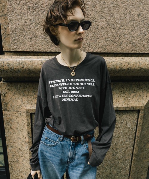 CREDONA(クレドナ)の「PARMANENT L/S TEE/パーマネントロングスリーブTシャツ(Tシャツ/カットソー・レディース・ブラック系その他2/ホワイト系その他2/レッド/ホワイト/ネイビー/ブラック/ホワイト系その他3/ホワイト系その他/ブラック系その他/ピンク・FREE)」の7枚目の写真