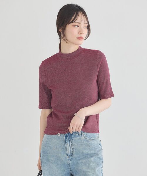 earth music&ecology(アースミュージックアンドエコロジー)の「ラメリブプチハイネックTシャツ(Tシャツ/カットソー・レディース・オフホワイト/ブラック/ボルドー・FREE)」の5枚目の写真
