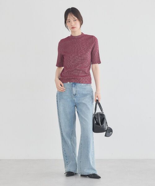 earth music&ecology(アースミュージックアンドエコロジー)の「ラメリブプチハイネックTシャツ(Tシャツ/カットソー・レディース・オフホワイト/ブラック/ボルドー・FREE)」の6枚目の写真