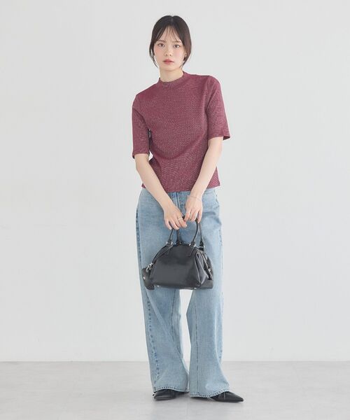 earth music&ecology(アースミュージックアンドエコロジー)の「ラメリブプチハイネックTシャツ(Tシャツ/カットソー・レディース・オフホワイト/ブラック/ボルドー・FREE)」の7枚目の写真