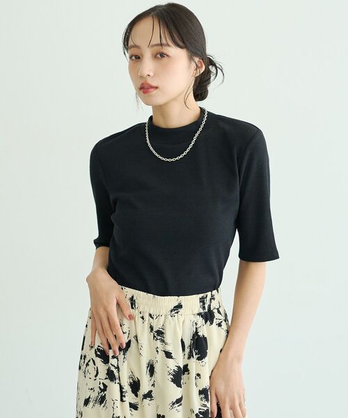 earth music&ecology(アースミュージックアンドエコロジー)の「ラメリブプチハイネックTシャツ(Tシャツ/カットソー・レディース・オフホワイト/ブラック/ボルドー・FREE)」の9枚目の写真