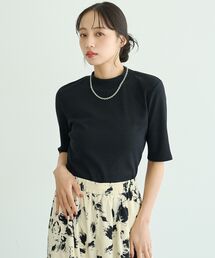 ラメリブプチハイネックTシャツ