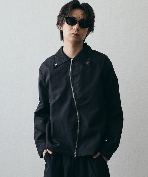 セール】Asymmetrical Curve-Zip Stand Collar Jacket