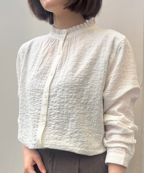 SELF+SERVICE(セルフサービス)の「エリフリルオーガニック綿入シャツ(シャツ/ブラウス・レディース・アイボリー系/ホワイト/グレー系その他/ブルー系その他・M/XL/L)」の5枚目の写真