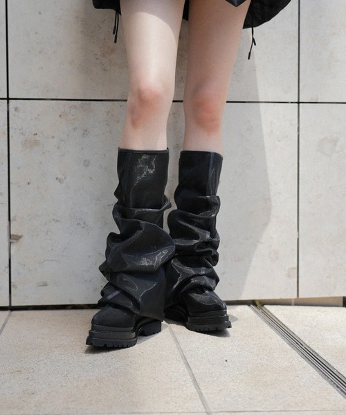 POOLDE(プールデ)の「SHEER MELTED BOOTS(ブーツ・レディース・ブラック/ベージュ・37/38)」の3枚目の写真