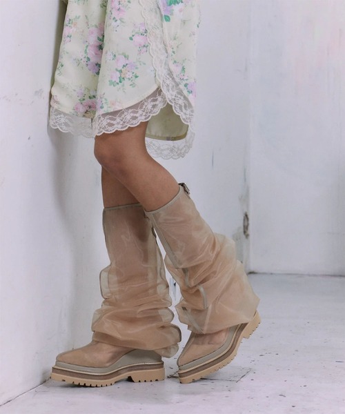 POOLDE(プールデ)の「SHEER MELTED BOOTS(ブーツ・レディース・ブラック/ベージュ・37/38)」の11枚目の写真