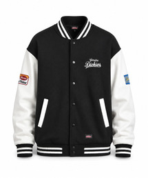neos（ネオス）の「【Genuine Dickies/ジェニュインディッキーズ】サガラ刺繍ビッグロゴ ポンチスタジャン／ルーズシルエット 配色ワッペンブルゾン ユニセックス（スタジャン）」