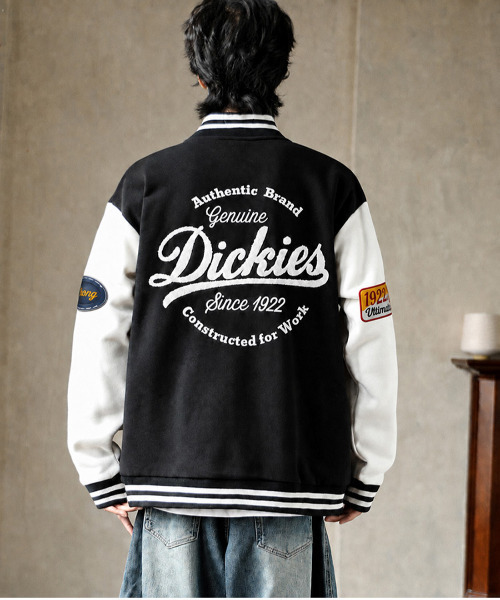 Dickies(ディッキーズ)の「【Genuine Dickies/ジェニュインディッキーズ】サガラ刺繍ビッグロゴ ポンチスタジャン/ルーズシルエット 配色ワッペンブルゾン ユニセックス(スタジャン・メンズ・ブラック/ネイビー・MEDIUM/X-LARGE/LARGE)」の6枚目の写真