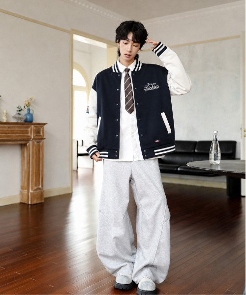 Dickies(ディッキーズ)の「【Genuine Dickies/ジェニュインディッキーズ】サガラ刺繍ビッグロゴ ポンチスタジャン/ルーズシルエット 配色ワッペンブルゾン ユニセックス(スタジャン・メンズ・ブラック/ネイビー・MEDIUM/X-LARGE/LARGE)」の17枚目の写真