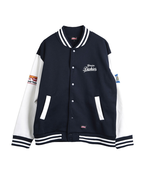 Dickies(ディッキーズ)の「【Genuine Dickies/ジェニュインディッキーズ】サガラ刺繍ビッグロゴ ポンチスタジャン/ルーズシルエット 配色ワッペンブルゾン ユニセックス(スタジャン・メンズ・ブラック/ネイビー・MEDIUM/X-LARGE/LARGE)」の11枚目の写真