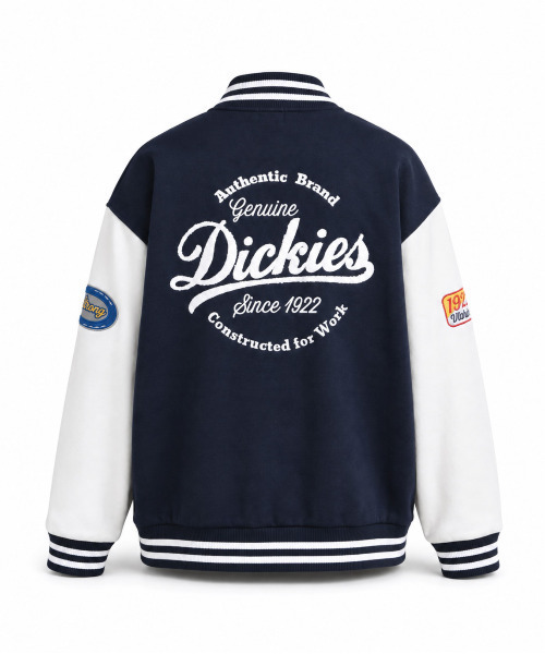 Dickies(ディッキーズ)の「【Genuine Dickies/ジェニュインディッキーズ】サガラ刺繍ビッグロゴ ポンチスタジャン/ルーズシルエット 配色ワッペンブルゾン ユニセックス(スタジャン・メンズ・ブラック/ネイビー・MEDIUM/X-LARGE/LARGE)」の19枚目の写真