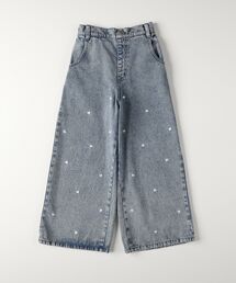 VIVIAN BLUE | 《110-160cm展開》ハート刺繍ワイドストレートデニムパンツ(その他パンツ)