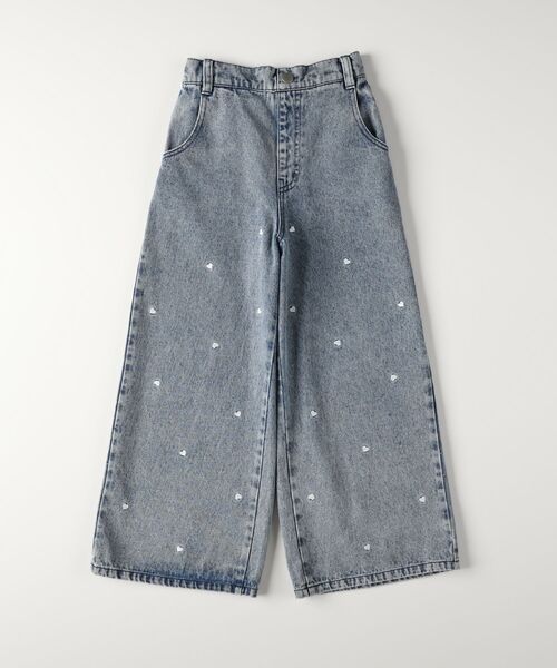 VIVIAN BLUE(ビビアンブルー)の「《110-160cm展開》ハート刺繍ワイドストレートデニムパンツ(その他パンツ・キッズ・ブラック/ブルー系その他・13/14/15 /16/11/12)」の3枚目の写真