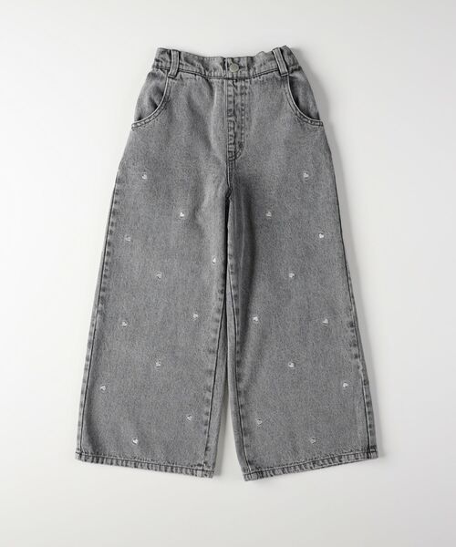VIVIAN BLUE(ビビアンブルー)の「《110-160cm展開》ハート刺繍ワイドストレートデニムパンツ(その他パンツ・キッズ・ブラック/ブルー系その他・13/14/15 /16/11/12)」の4枚目の写真