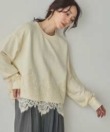 裏毛 レースドッキング トップス