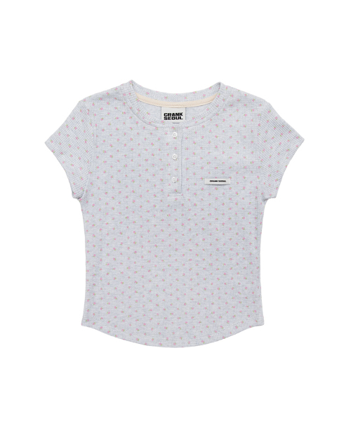 CRANK(クランク)の「フラワーヘンリーネックトップ_ライトメランジグレー(Tシャツ/カットソー・レディース・その他・FREE)」の5枚目の写真