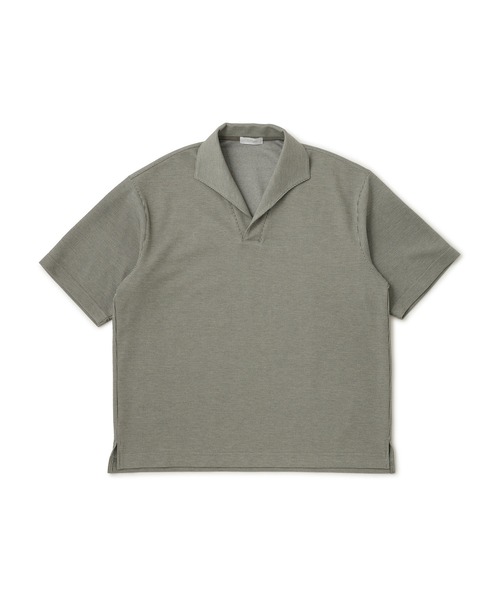 j.n.r.d(ジェー・エヌ・アール・ディー)の「メランジイタリアンカラーカットポロ(Tシャツ/カットソー・メンズ・モスグリーン/ベージュ・L/M/LL)」の9枚目の写真