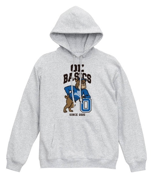 Ol' Basics(オールベーシックス)の「Ol' Basics(オール・ベーシックス) プルパーカー メンズ レディース ユニセックス スウェット ブルドッグイラスト ロゴ プリント プルオーバーパーカー フーディー スエット トップス アメカジ(パーカー・メンズ・モスグリーン/アッシュ/ホワイト/ブラック・XL/M/L)」の1枚目の写真