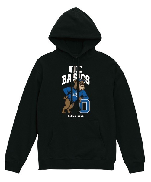 Ol' Basics(オールベーシックス)の「Ol' Basics(オール・ベーシックス) プルパーカー メンズ レディース ユニセックス スウェット ブルドッグイラスト ロゴ プリント プルオーバーパーカー フーディー スエット トップス アメカジ(パーカー・メンズ・モスグリーン/アッシュ/ホワイト/ブラック・XL/M/L)」の3枚目の写真