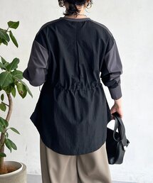 長袖異素材ドッキングプルオーバー