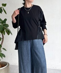 長袖異素材ドッキングプルオーバー