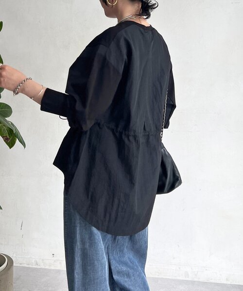 un dix cors(アンディコール)の「長袖異素材ドッキングプルオーバー(Tシャツ/カットソー・レディース・ブラック/チャコールグレー/グレイッシュベージュ・FREE)」の11枚目の写真