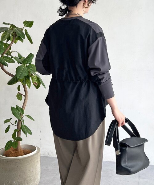 un dix cors(アンディコール)の「長袖異素材ドッキングプルオーバー(Tシャツ/カットソー・レディース・ブラック/チャコールグレー/グレイッシュベージュ・FREE)」の13枚目の写真
