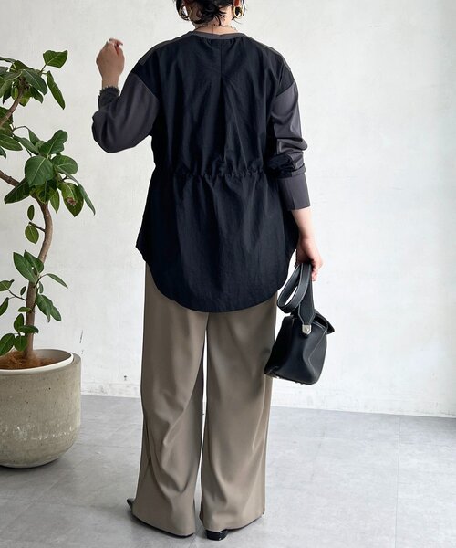 un dix cors(アンディコール)の「長袖異素材ドッキングプルオーバー(Tシャツ/カットソー・レディース・ブラック/チャコールグレー/グレイッシュベージュ・FREE)」の20枚目の写真