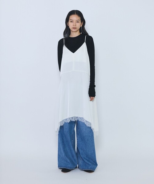 1er Arrondissement(プルミエアロンディスモン)の「ライトダブルサテンランジェリードレス(ワンピース・レディース・オフホワイト/ブラック・FREE)」の1枚目の写真