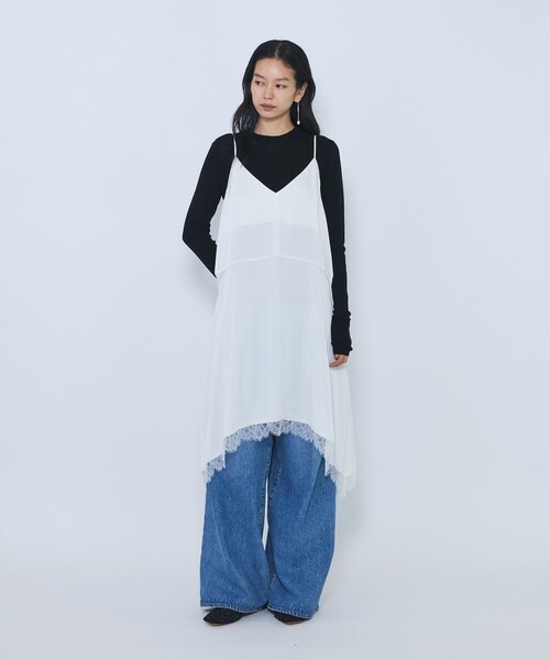 1er Arrondissement(プルミエアロンディスモン)の「ライトダブルサテンランジェリードレス(ワンピース・レディース・オフホワイト/ブラック・FREE)」の3枚目の写真