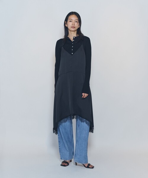 1er Arrondissement(プルミエアロンディスモン)の「ライトダブルサテンランジェリードレス(ワンピース・レディース・オフホワイト/ブラック・FREE)」の14枚目の写真