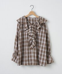 【WEB限定】チェックラッフルブラウス