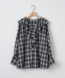 【WEB限定】チェックラッフルブラウス