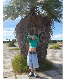 リブニットロングTシャツ
